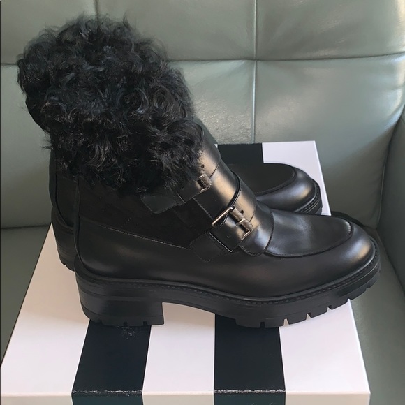 Aquazzura  Ryan Lug-Sole Shearling Buckle Boots - Picture 8 of 15